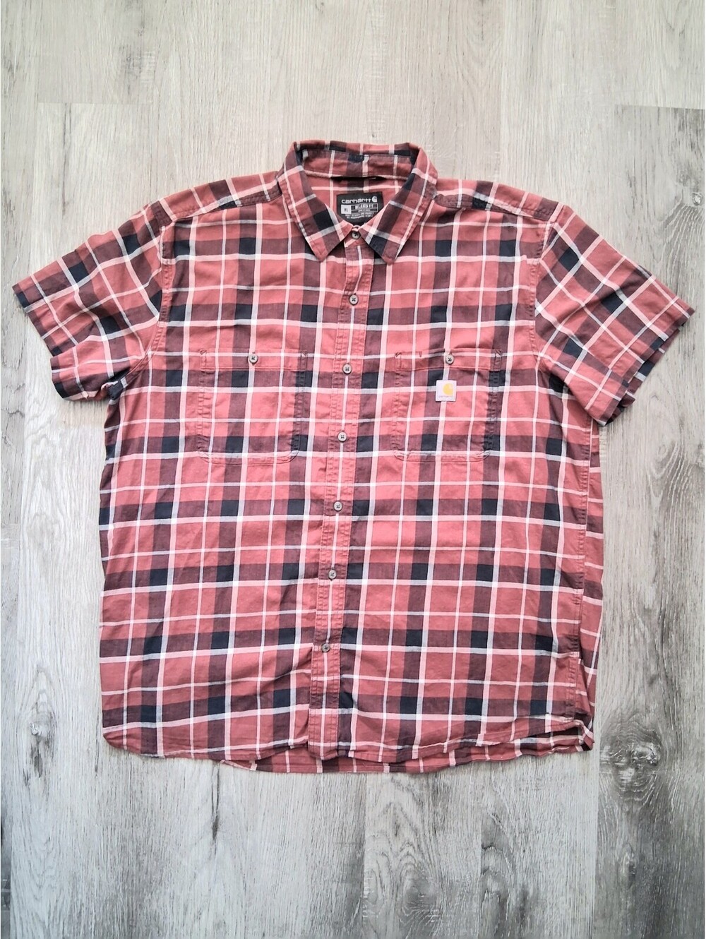 Carhartt Men's XL Rugged Flex Relaxed Fit Plaid Short Sleeve Button Up Shirt
